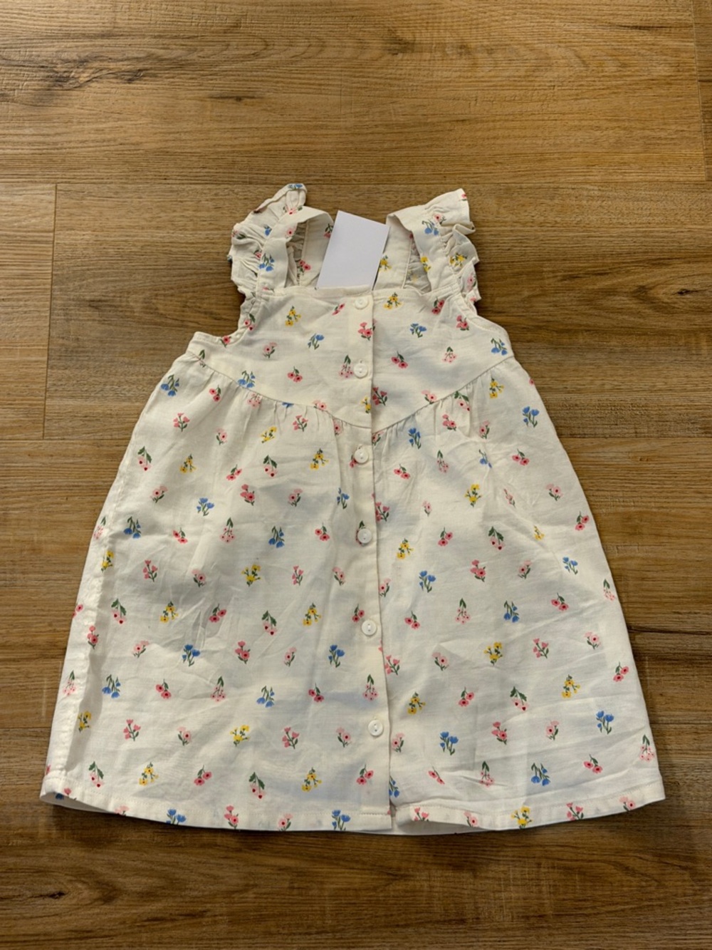 H&M Cream Floral Button-Front Dress with Ruffle Straps